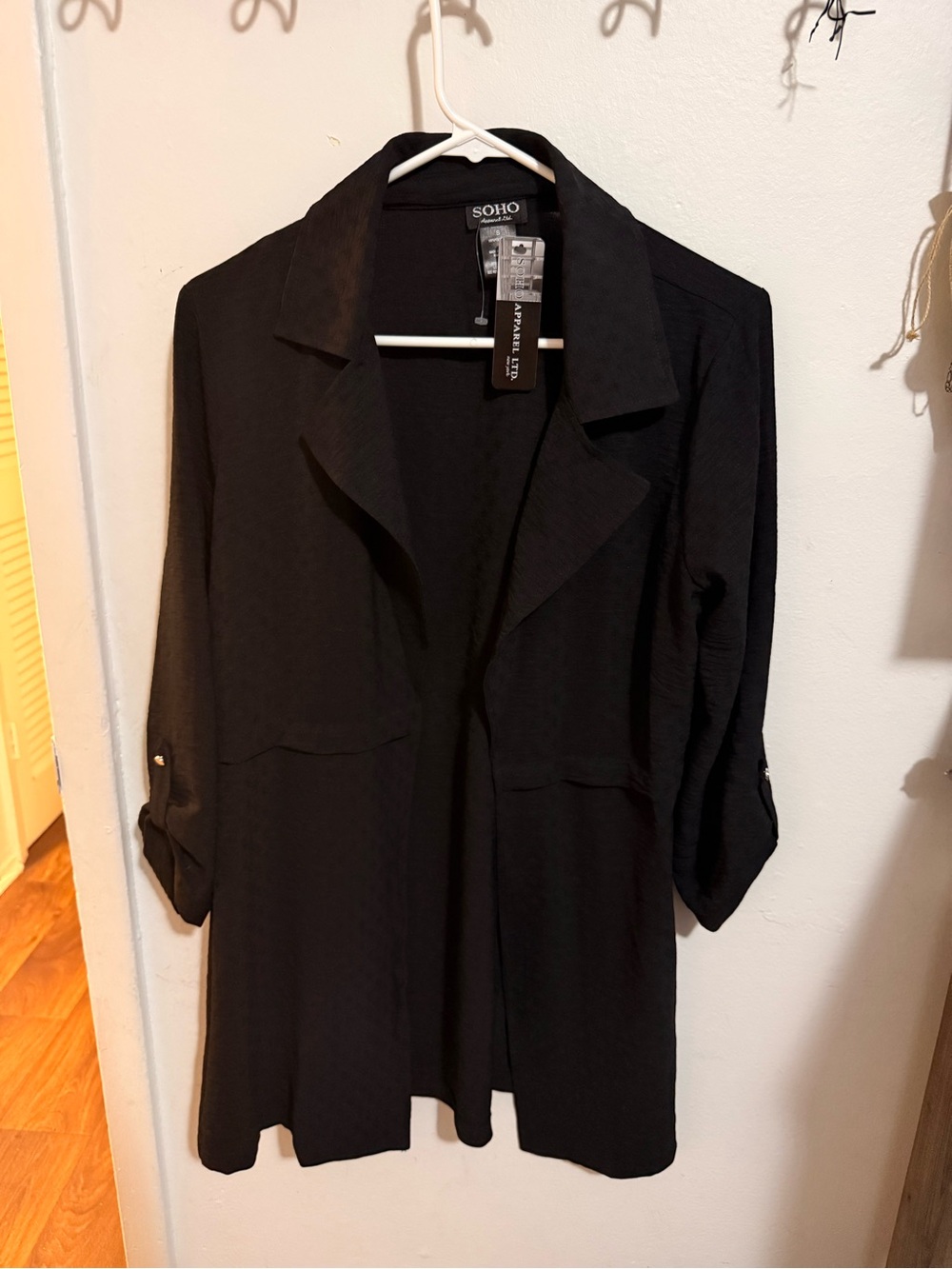 SOHO Black Open-Front Blazer Jacket